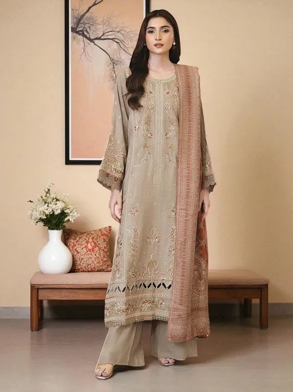 Enzah by Johra Embroidered Peach Leather Collection 2025 (JW-179)
