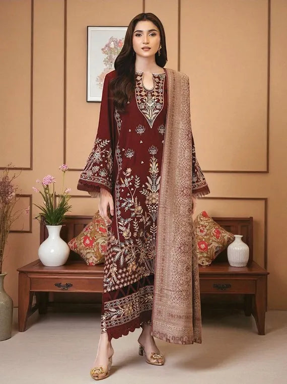 Enzah by Johra Embroidered Peach Leather Collection 2025 (JW-183)