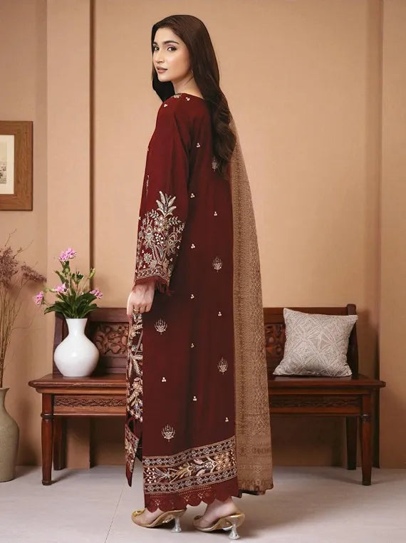 Enzah by Johra Embroidered Peach Leather Collection 2025 (JW-183)