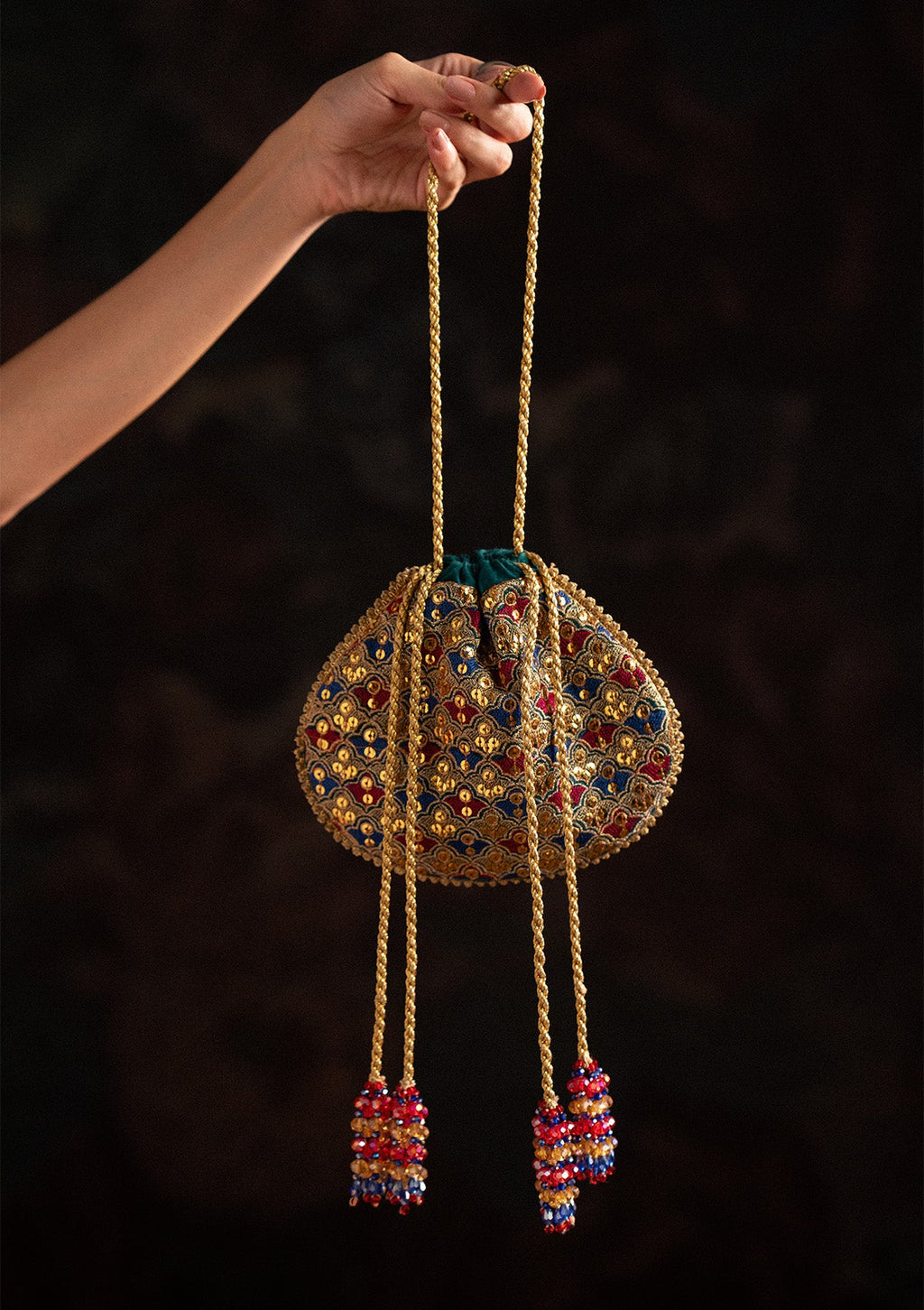 SARI EDIT '25 - TEAL MULTI SILK POTLI